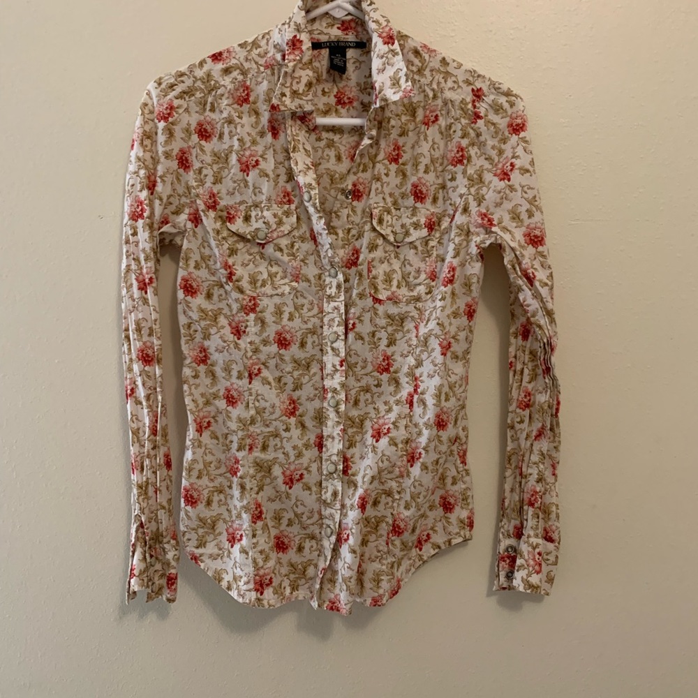 Lucky western pearl snap shirt size xs